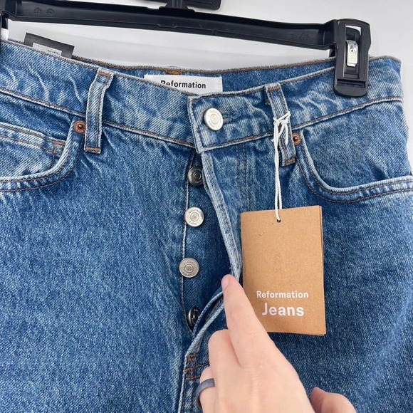 Reformation Cynthia High Rise Straight Jeans Womens 26 Colorado Button Fly New - Picture 5 of 14